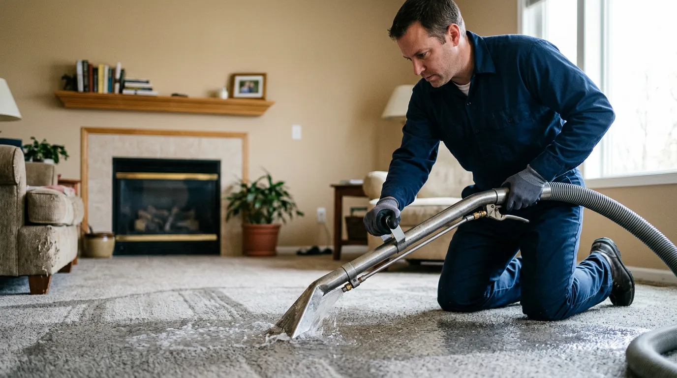 Water damage restoration technician working near Monroe, VA